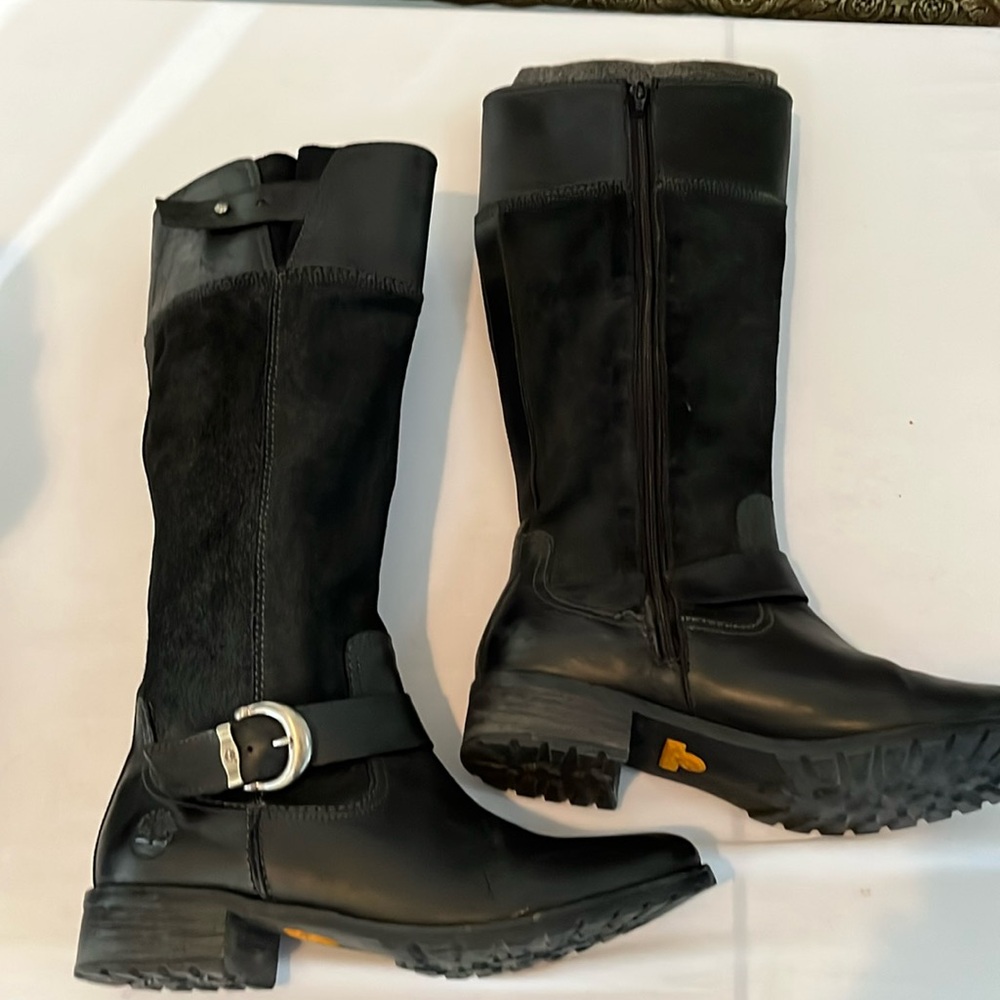 Timberland size 9.5 black leather riding boots full side zip NWOT